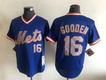 Vintage New York Mets #16 Dwight Gooden Stitched Royal Blue Baseball Jersey Throwback Edition