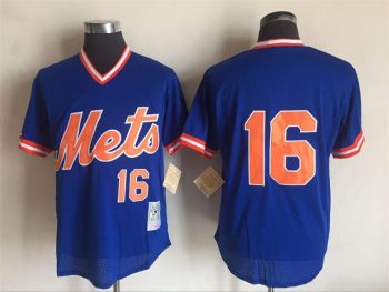 Vintage New York Mets #16 Dwight Gooden Stitched Royal Blue Mesh Baseball Jersey Throwback Edition