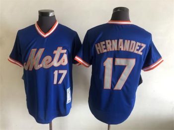 Vintage New York Mets #17 Keith Hernandez Stitched Royal Blue Baseball Jersey Throwback Edition