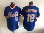 Vintage New York Mets #18 Darryl Strawberry Stitched Royal Blue Baseball Jersey Throwback Edition