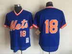 Vintage New York Mets #18 Darryl Strawberry Stitched Royal Blue Mesh Baseball Jersey Throwback Edition
