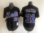 Vintage New York Mets #31 Mike Piazza Stitched Black Baseball Jersey Throwback Edition