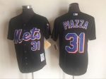 Vintage New York Mets #31 Mike Piazza Stitched Black Baseball Jersey Throwback Edition (2)