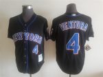 Vintage New York Mets #4 Robin Ventura Stitched Black Baseball Jersey Throwback Edition