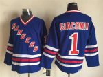 Vintage New York Rangers #1 GIACOMIN Stitched Blue-Red-White Hockey Jersey Throwback Edition