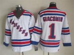 Vintage New York Rangers #1 GIACOMIN stitched White-Royal Blue-Red Hockey Jersey Throwback Edition