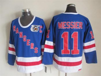 Vintage New York Rangers #11 MESSIER Stitched Blue-Red-White Hockey Jersey Throwback Edition (2)