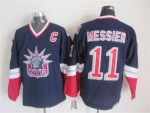 Vintage New York Rangers #11 MESSIER Stitched Navy Blue-Red-White Hockey Jersey Throwback Edition