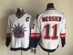 Vintage New York Rangers #11 MESSIER Stitched White-Navy Blue-Red Hockey Jersey Throwback Edition