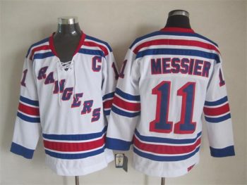 Vintage New York Rangers #11 MESSIER stitched White-Blue-Red Hockey Jersey Throwback Edition (2)