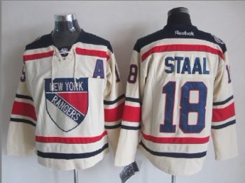 Vintage New York Rangers #18 STAAL Stitched Cream-Blue-Red Hockey Jersey Throwback Edition