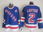 Vintage New York Rangers #2 LEETCH Stitched Blue-Red-White Hockey Jersey Throwback Edition (2)