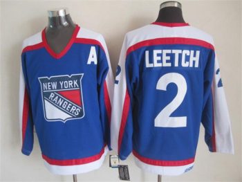 Vintage New York Rangers #2 LEETCH Stitched Blue-Red-White Hockey Jersey Throwback Edition