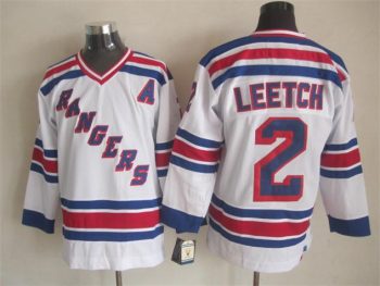 Vintage New York Rangers #2 LEETCH Stitched White-Blue-Red Hockey Jersey Throwback Edition