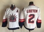 Vintage New York Rangers #2 LEETCH Stitched White-Navy Blue-Red Hockey Jersey Throwback Edition
