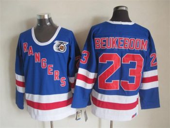 Vintage New York Rangers #23 BEUKEBOOM Stitched Blue-Red-White Hockey Jersey Throwback Edition