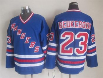 Vintage New York Rangers #23 BEUKEBOOM stitched Royal Blue-Red-White Hockey Jersey Throwback Edition
