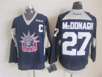 Vintage New York Rangers #27 McDONAGH Stitched Navy Blue-Grey-White Hockey Jersey Throwback Edition