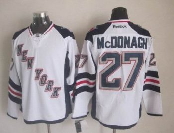 Vintage New York Rangers #27 McDONAGH Stitched White-Navy Blue-Red Hockey Jersey Throwback Edition