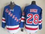 Vintage New York Rangers #28 DOM stitched Royal Blue-Hockey Jersey Throwback Edition