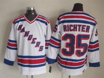 Vintage New York Rangers #35 RICHTER Stitched White-Blue-Red Hockey Jersey Throwback Edition