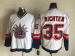 Vintage New York Rangers #35 RICHTER Stitched White-Navy Blue-Red Hockey Jersey Throwback Edition