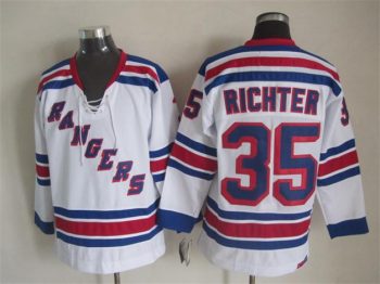 Vintage New York Rangers #35 RICHTER stitched White-Blue-Red Hockey Jersey Throwback Edition (2)
