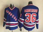 Vintage New York Rangers #36 ANDERSON Stitched Blue-Red-White Hockey Jersey Throwback Edition