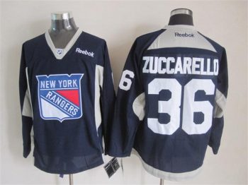 Vintage New York Rangers #36 ZUCCARELLO Stitched Navy Blue-Grey-White Hockey Jersey Throwback Edition