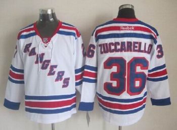 Vintage New York Rangers #36 ZUCCARELLO Stitched White-Blue-Red Hockey Jersey Throwback Edition
