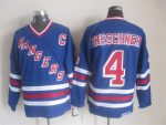 Vintage New York Rangers #4 GRESCHNER stitched Royal Blue-Red-White Hockey Jersey Throwback Edition