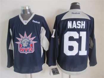 Vintage New York Rangers #61 NASH Stitched Navy Blue-Grey-White Hockey Jersey Throwback Edition
