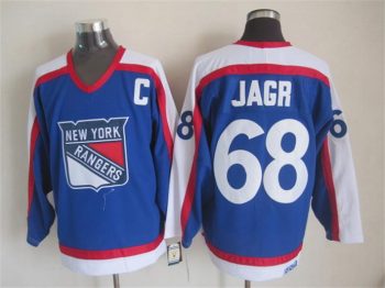 Vintage New York Rangers #68 JAGR Stitched Blue-Red-White Hockey Jersey Throwback Edition