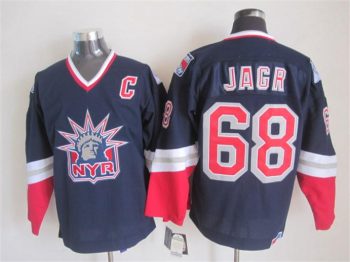 Vintage New York Rangers #68 JAGR Stitched Navy Blue-Red-White Hockey Jersey Throwback Edition