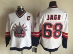 Vintage New York Rangers #68 JAGR Stitched White-Navy Blue-Red Hockey Jersey Throwback Edition