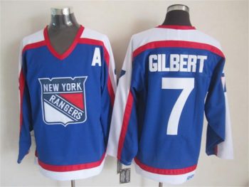 Vintage New York Rangers #7 GILBERT Stitched Blue-Red-White Hockey Jersey Throwback Edition