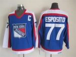 Vintage New York Rangers #77 ESPOSITO stitched Royal Blue-White-Red Hockey Jersey Throwback Edition