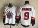 Vintage New York Rangers #9 GRAVES Stitched White-Navy Blue-Red Hockey Jersey Throwback Edition