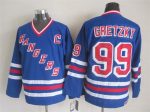 Vintage New York Rangers #99 GRETZKY Stitched Blue-Red-White Hockey Jersey Throwback Edition (2)