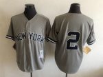 Vintage New York Yankees #2 Derek Jeter Stitched Gray Baseball Jersey Throwback Edition