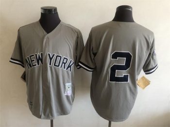 Vintage New York Yankees #2 Derek Jeter Stitched Gray Baseball Jersey Throwback Edition