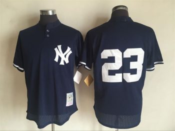 Vintage New York Yankees #23 Don Mattingly Stitched Navy Blue Mesh Baseball Jersey Throwback Edition