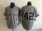 Vintage New York Yankees #42 Mariano Rivera Stitched Gray Baseball Jersey Throwback Edition