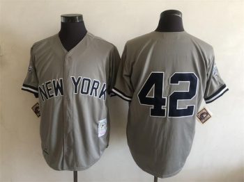 Vintage New York Yankees #42 Mariano Rivera Stitched Gray Baseball Jersey Throwback Edition
