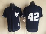 Vintage New York Yankees #42 Mariano Rivera Stitched Navy Blue Mesh Baseball Jersey Throwback Edition