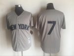 Vintage New York Yankees #7 Mickey Mantle Stitched Gray Baseball Jersey Throwback Edition