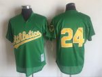 Vintage Oakland Athletics #24 Rickey Henderson Stitched Green Mesh Baseball Jersey Throwback Edition