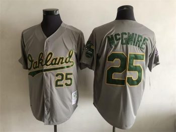 Vintage Oakland Athletics #25 Mark McGwire Stitched Gray Baseball Jersey Throwback Edition