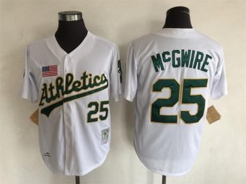 Vintage Oakland Athletics #25 Mark McGwire Stitched White Baseball Jersey Throwback Edition