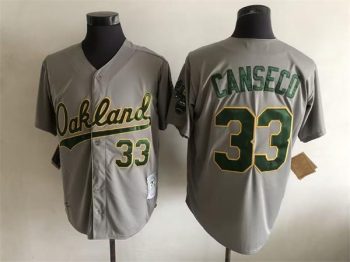 Vintage Oakland Athletics #33 Jose Canseco Stitched Gray Baseball Jersey Throwback Edition